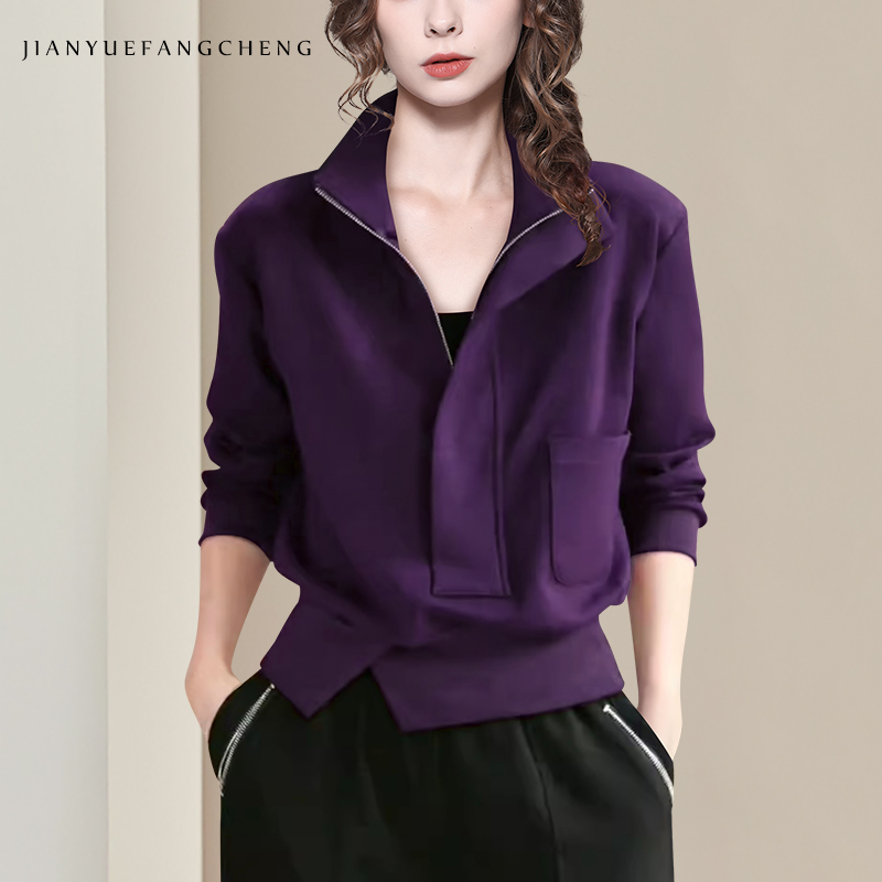 Women'S Fashion Quarter Zip - Женские вязаные толстовки с полумолнией, укороченный