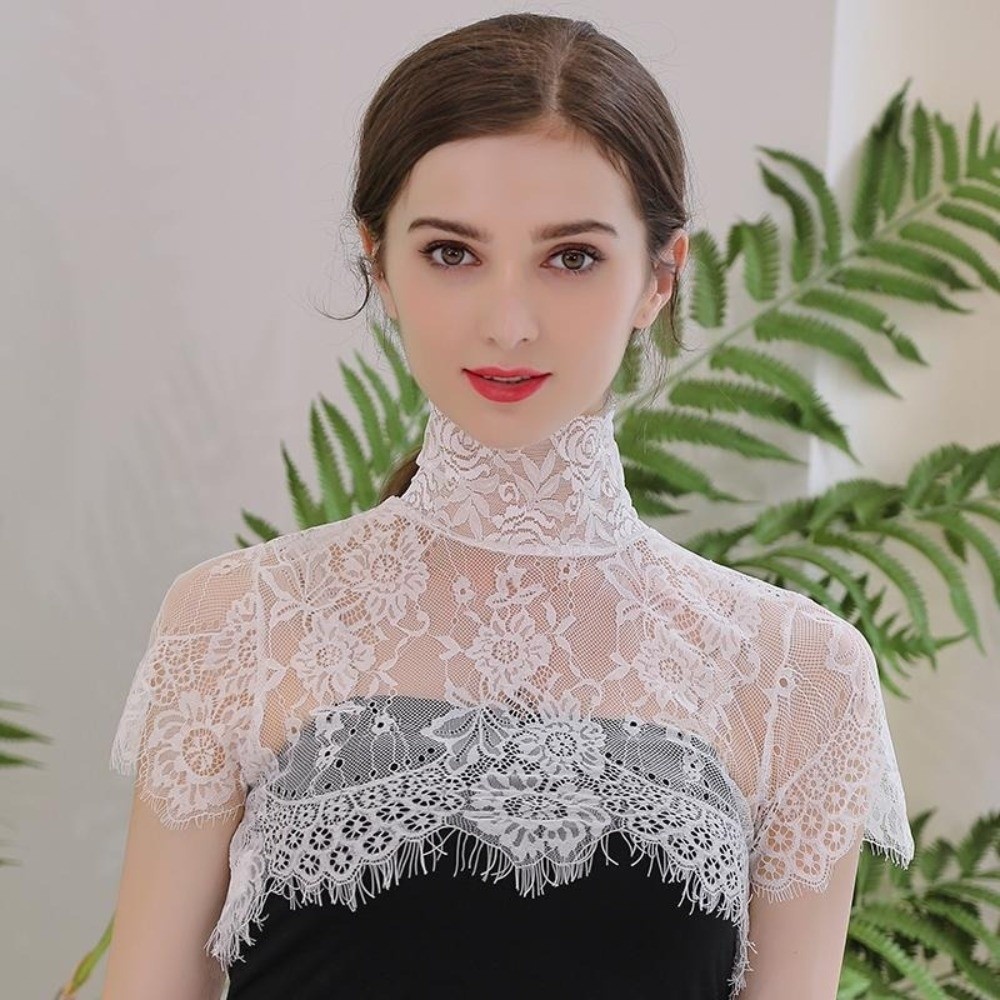 Wrap Blouse Chiffon - Съемный воротник-шарф, элегантный вязаный кружевной воротник