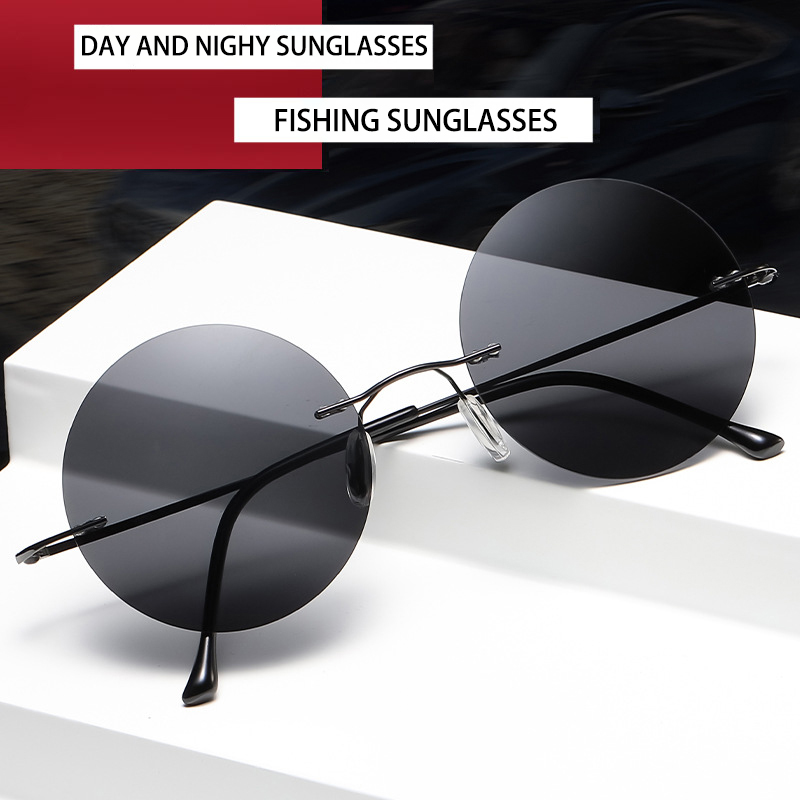 Women Fashion Glasses - BOYSEEN Ультралегкие поляризационные круглые безрамочные солнцезащитные