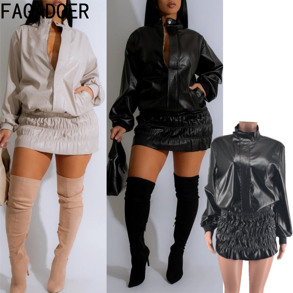 Women'S Fashion Quarter Zip - FAGADOER кожаный комплект из 2 предметов