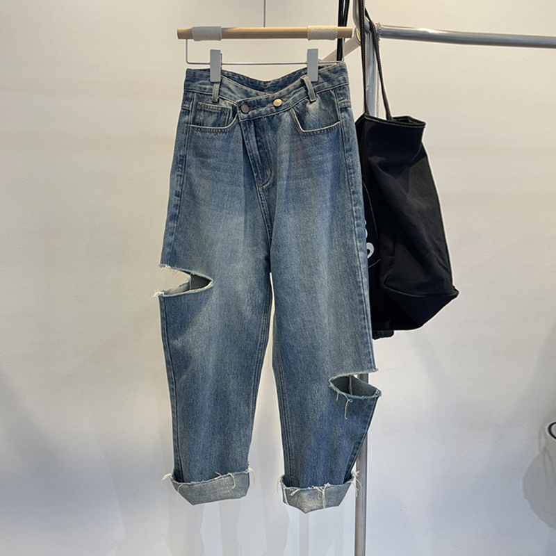 Women Fashion Jeans - Летние женские рваные джинсы с высокой