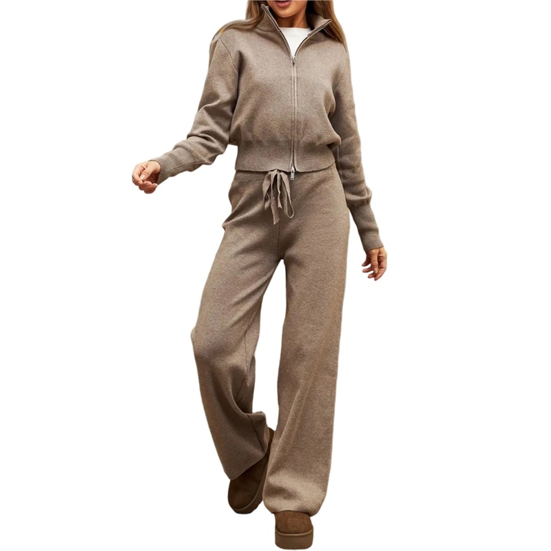 Women'S Fashion Quarter Zip - Женский вязаный пуловер с отложным воротником