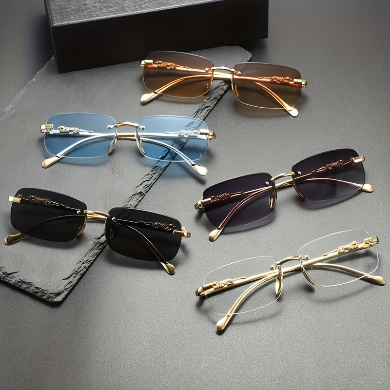 Women Fashion Glasses - Модные металлические солнцезащитные очки без оправы