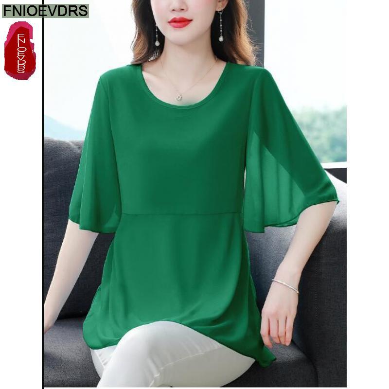 Wrap Blouse Chiffon - Свободная Женская летняя одежда M-4XL, элегантные