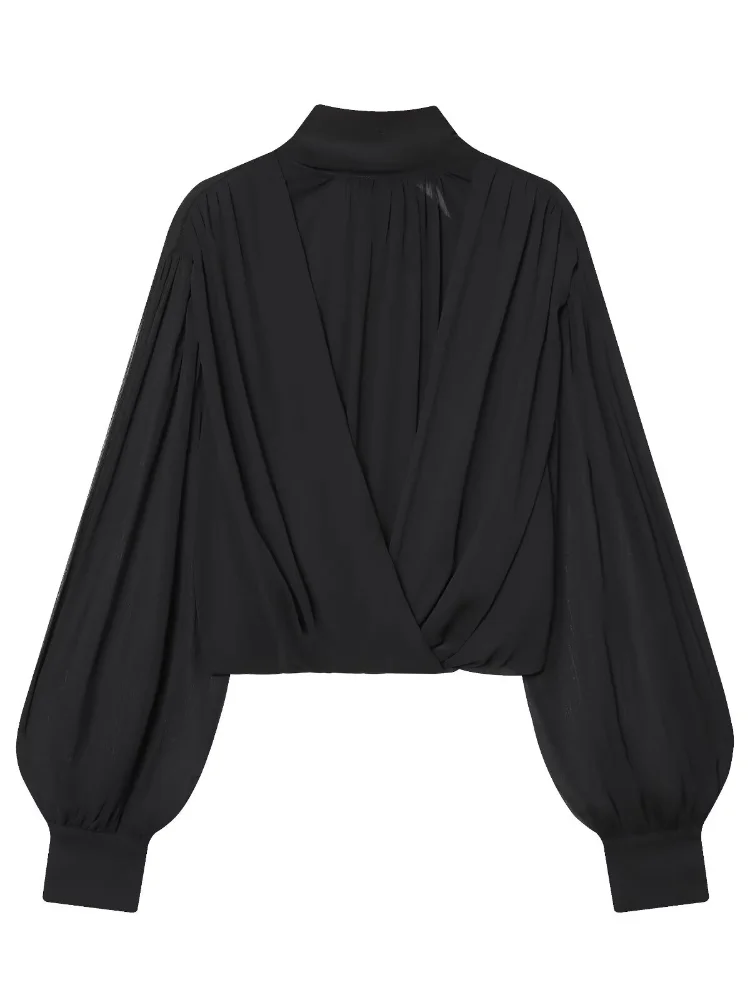 Черная прозрачная шифоновая бл – обзор и цена Wrap Blouse Chiffon