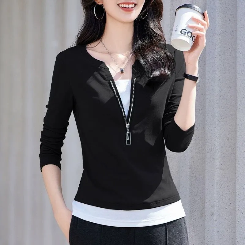Женская модная блузка из двух  – обзор и цена Women'S Fashion Quarter Zip