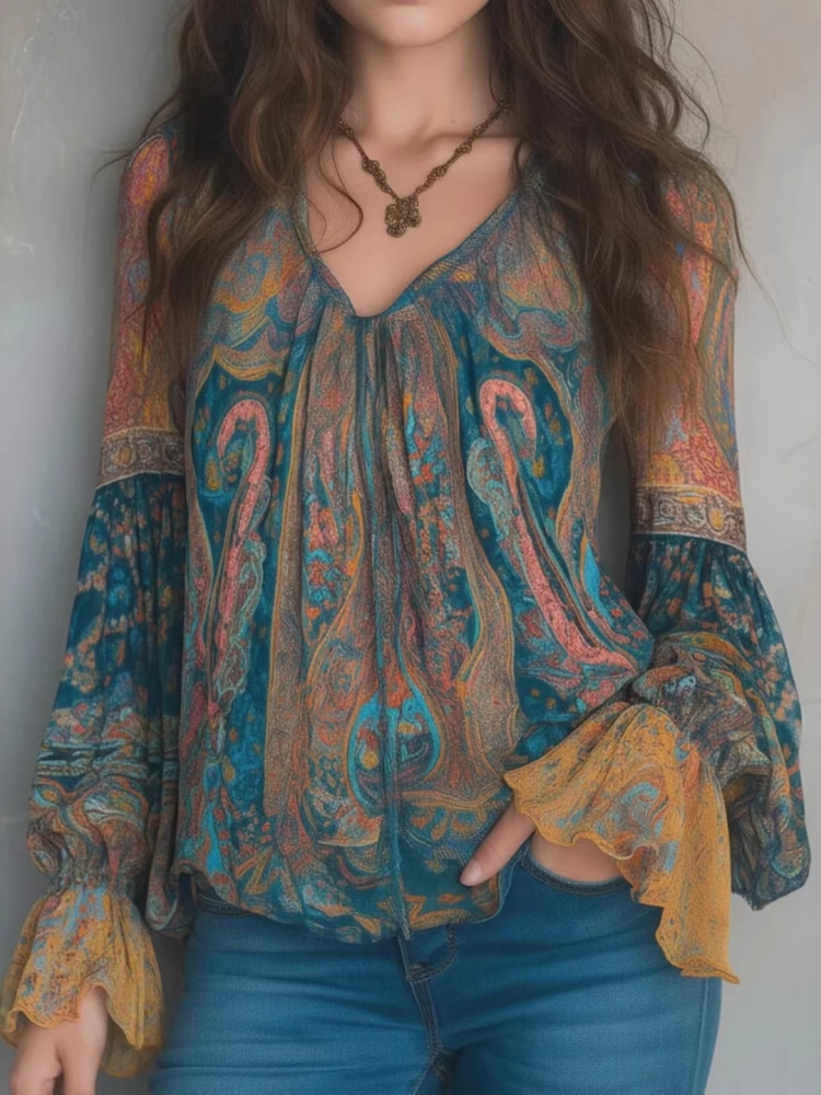 Этнические женские винтажные б – обзор и цена Wrap Blouse Chiffon
