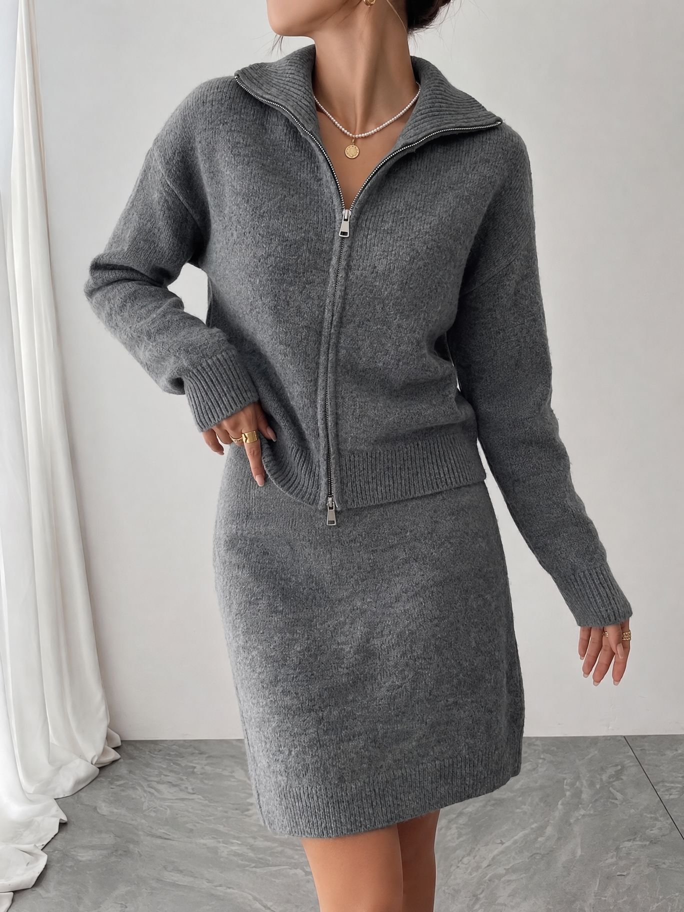 Элегантный вязаный спортивный  – обзор и цена Women'S Fashion Quarter Zip