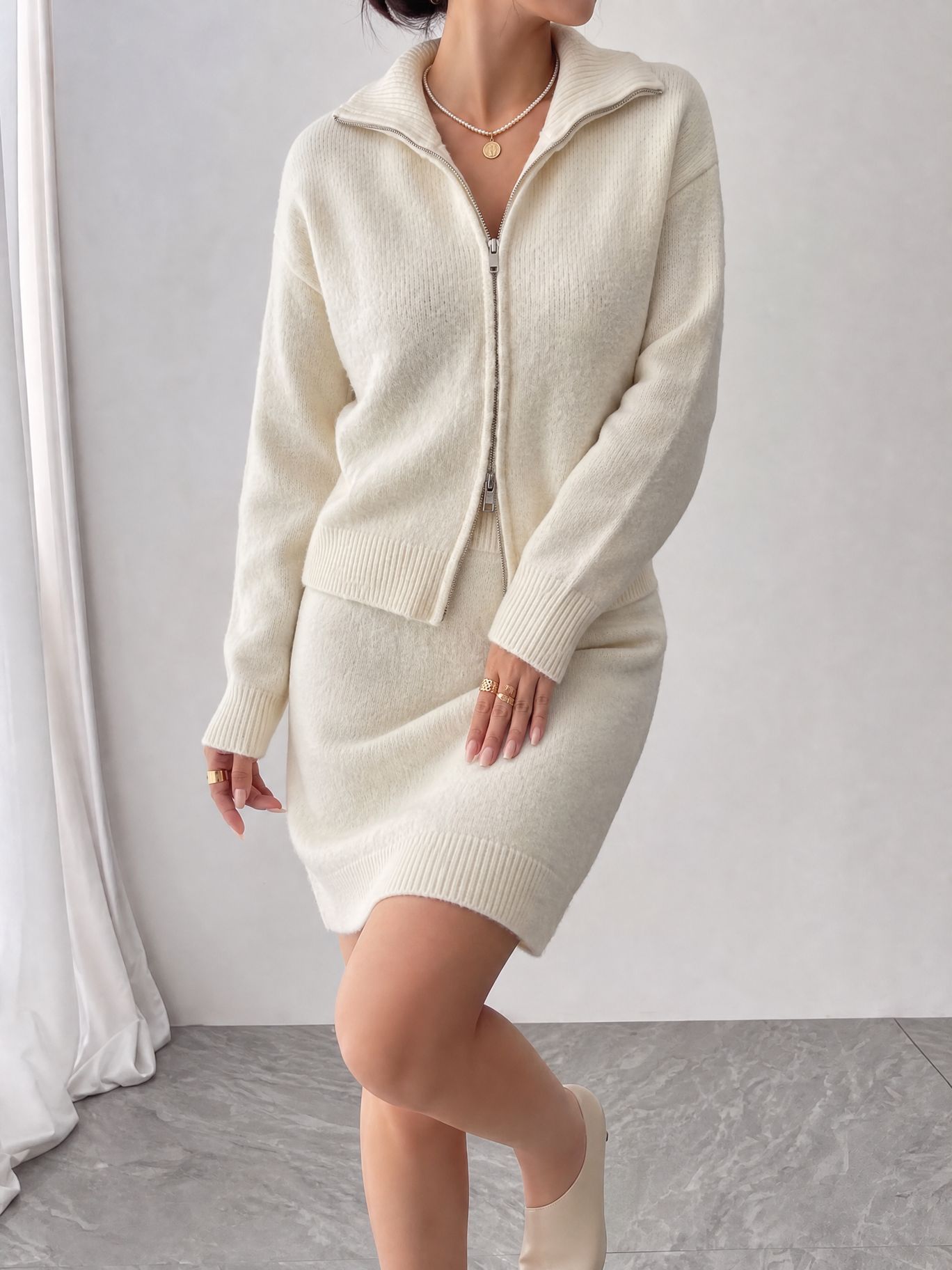 Элегантный вязаный спортивный  – обзор и цена Women'S Fashion Quarter Zip