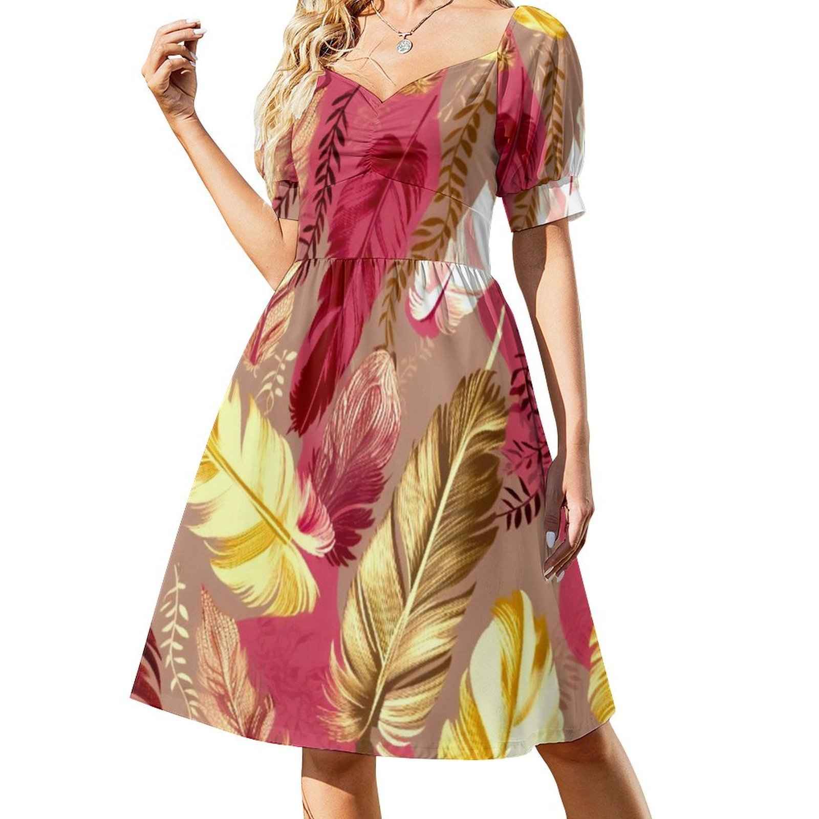Перья-фуксия, оливково-зеленые – обзор и цена Women Fashion Gown